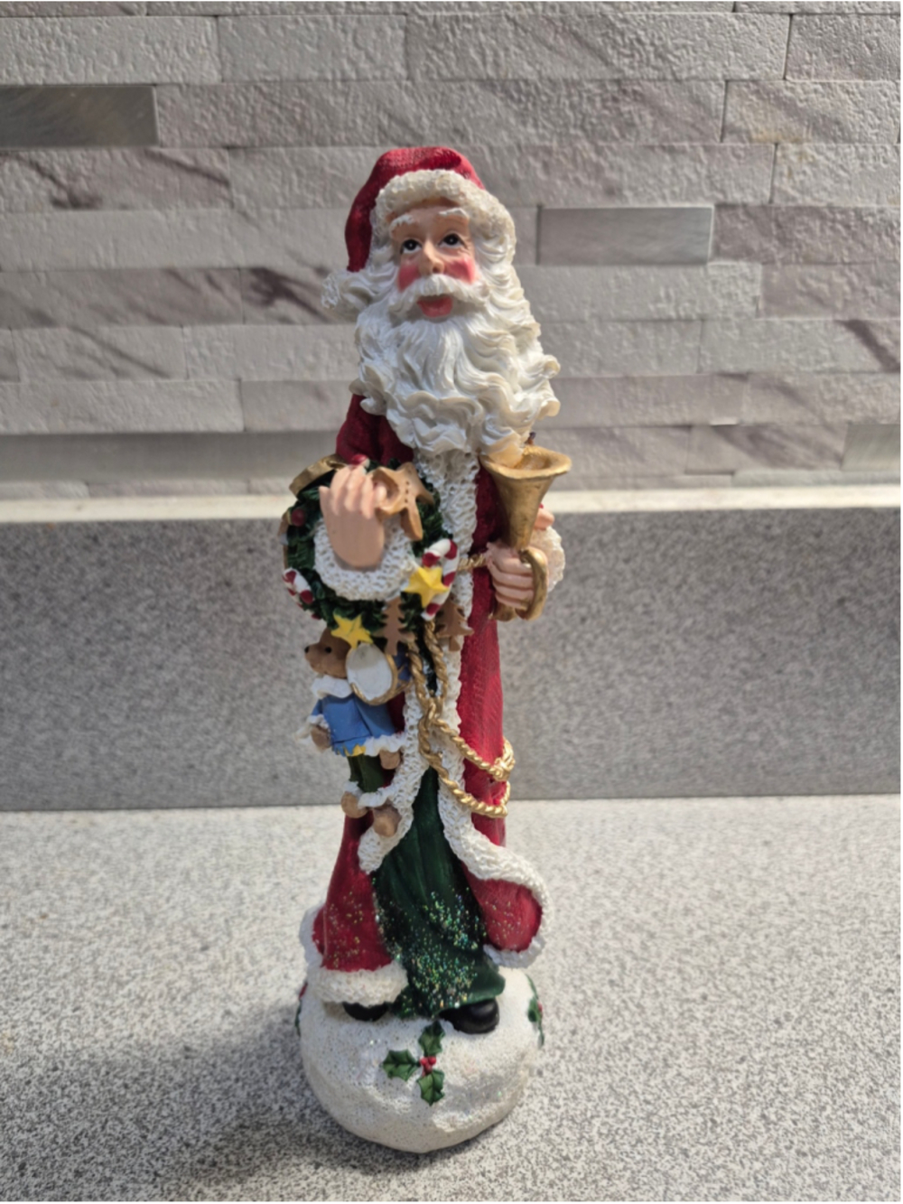 Holiday Decor Pencil Santa Figurine Red White